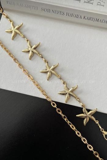 Lamelif Gold Yıldız Zincir Kemer
