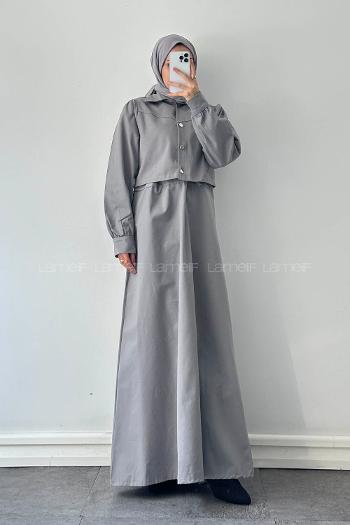 Lamelif Jileli İkili Takım Açık Gri