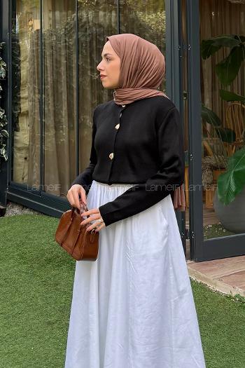 Black Neckband Long Arm Knitwear Cardigan