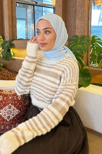 Lamelif Piliseli Bambu Eşarp Bebe Mavisi