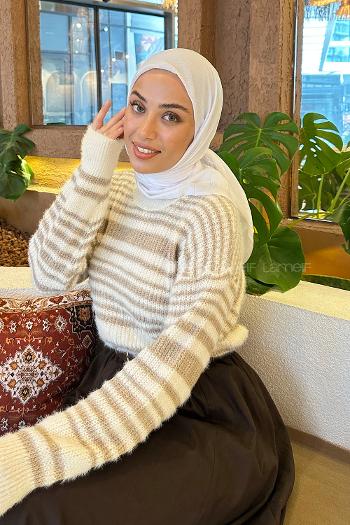 Lamelif Piliseli Bambu Eşarp Beyaz