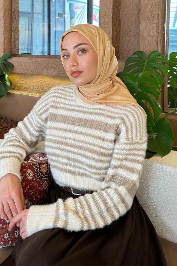 Lamelif Piliseli Bambu Eşarp Camel