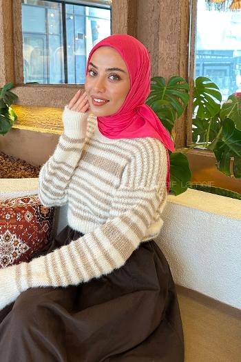 Lamelif Piliseli Bambu Eşarp Fuşya