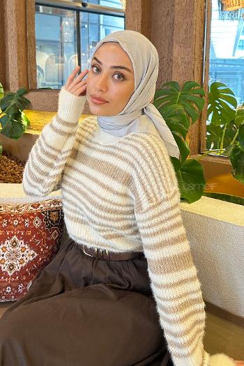 Lamelif Piliseli Bambu Eşarp Gümüş Gri