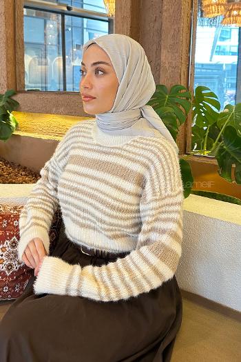 Lamelif Piliseli Bambu Eşarp Gümüş Gri