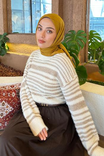 Lamelif Piliseli Bambu Eşarp Hardal Sarısı