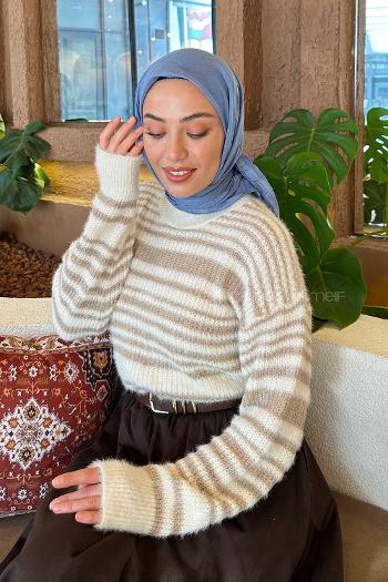 Lamelif Piliseli Bambu Eşarp Kot Mavisi