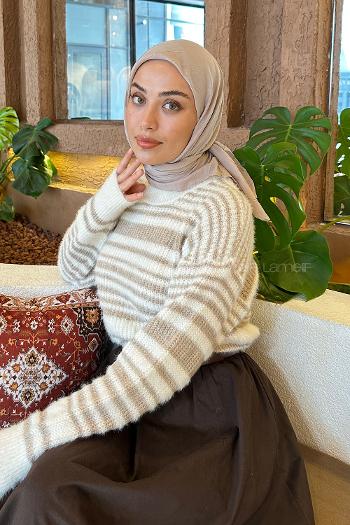 Lamelif Piliseli Bambu Eşarp Koyu Vizon