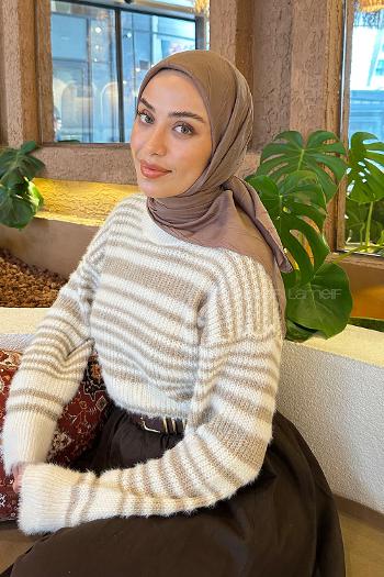 Lamelif Piliseli Bambu Eşarp Soft Kahve