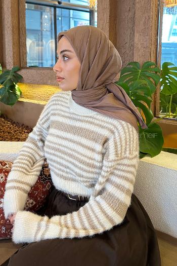 Lamelif Piliseli Bambu Eşarp Soft Kahve