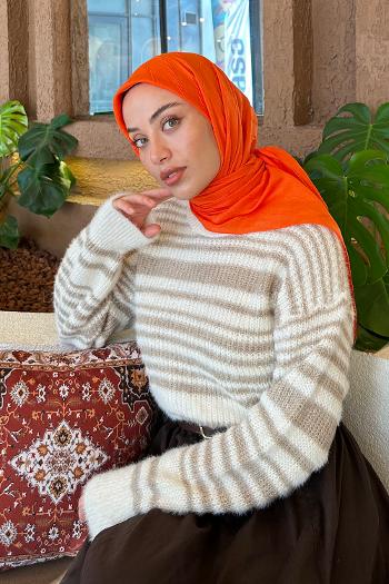 Lamelif Piliseli Bambu Eşarp Turuncu