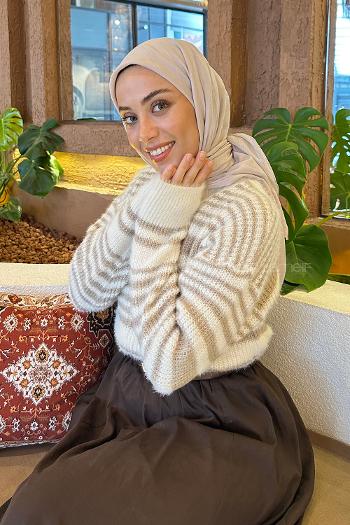 Lamelif Piliseli Bambu Eşarp Vizon