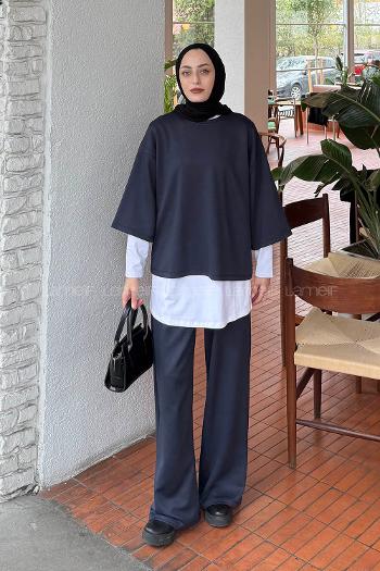 Lamelif Üçlü Tesettür Takım Antrasit