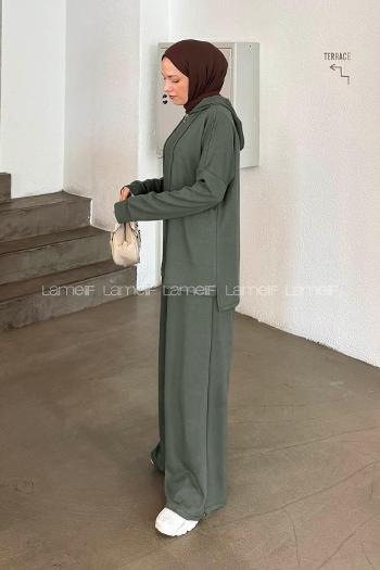 Lamelif Oysho Kapüşonlu Takım Haki