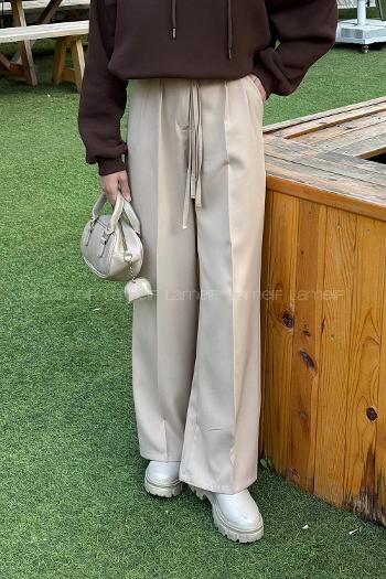 Lamelif İp Detaylı Pantolon Bej