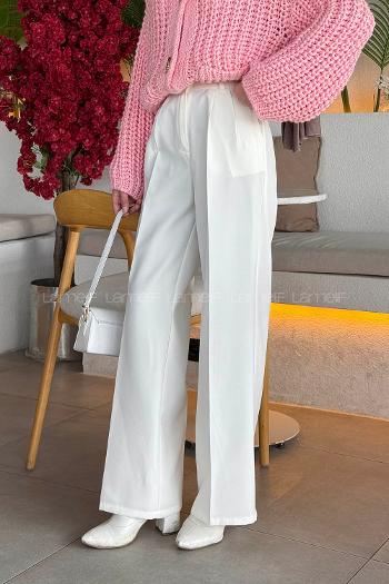 Lamelif Pensli Pantolon Ekru