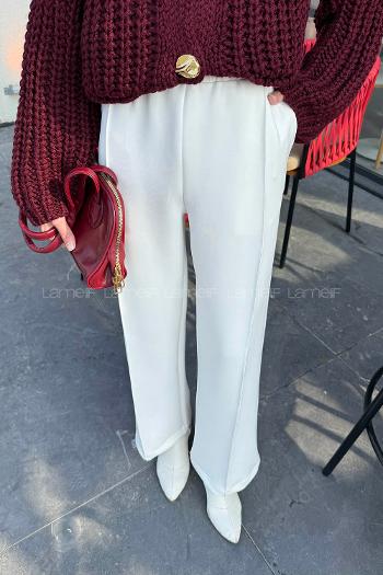 Lamelif Scuba Pantolon Beyaz