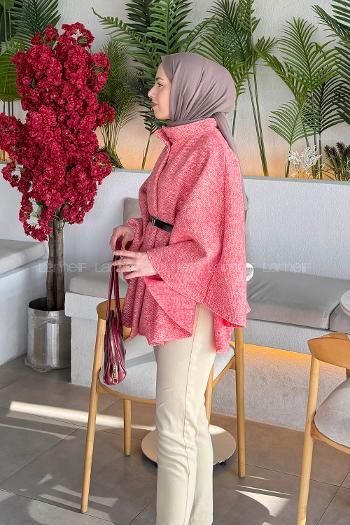 Lamelif Tesettür Kemerli Panço Pembe
