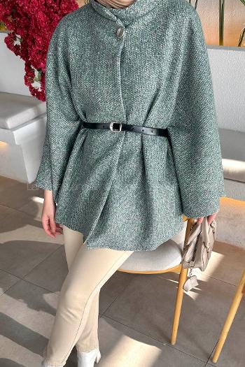 Lamelif Tesettür Kemerli Panço Yeşil