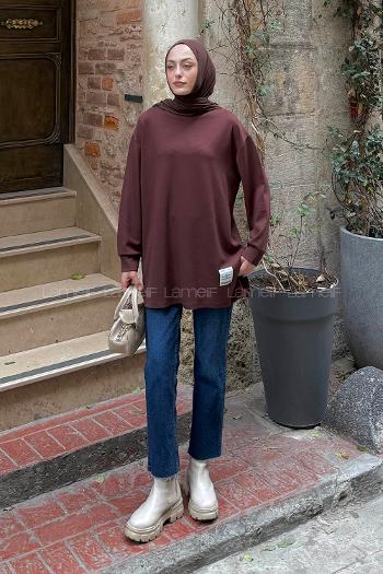 Bitter Brown Crew Neck Long Arm Sweatshirt