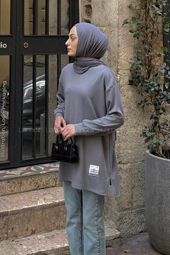 Gray Crew Neck Long Arm Sweatshirt