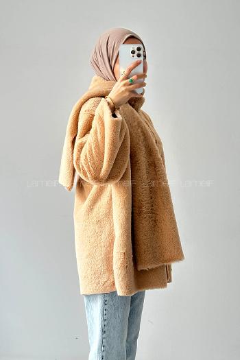 Beige Crew Neck Long Arm Coat