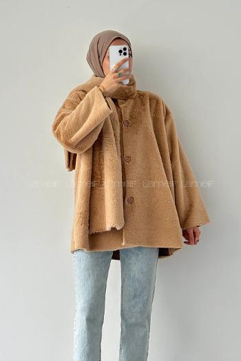 Beige Crew Neck Long Arm Coat