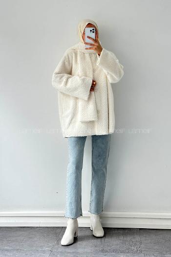 White Crew Neck Long Arm Coat