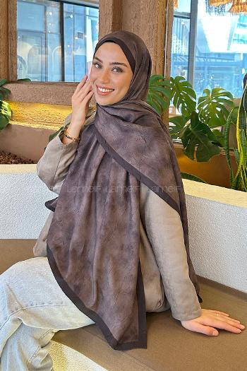 Lamelif Bulut Desen Bambu Şal Acı Kahve