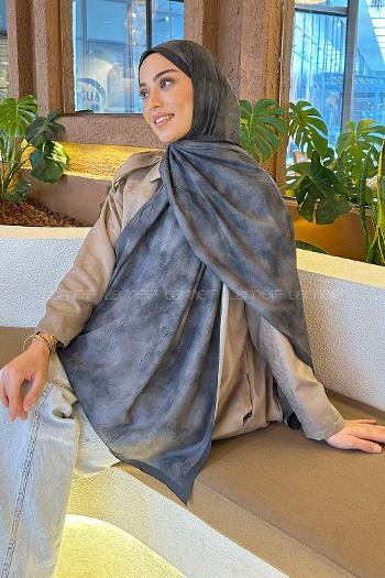 Lamelif Bulut Desen Bambu Şal Antrasit