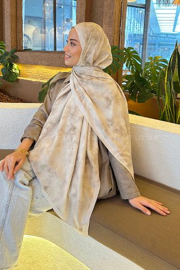 Beige Cotton Fabric Flowering Shawl