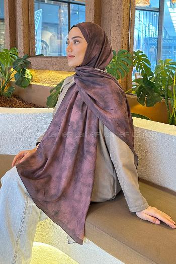 Lamelif Bulut Desen Bambu Şal Gül Kurusu