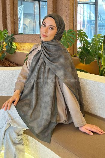 Lamelif Bulut Desen Bambu Şal Haki