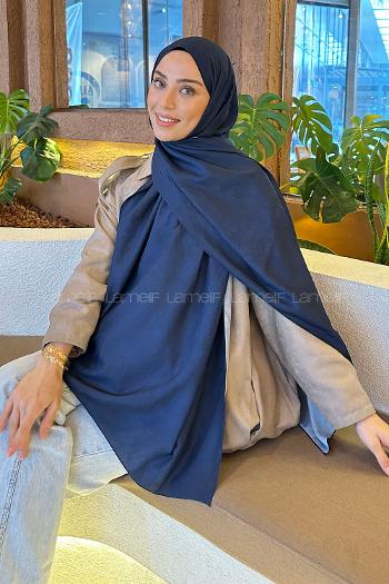 Navy Blue Cotton Fabric Flowering Shawl