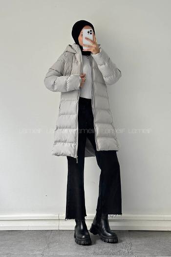 Gray Choker Neck Long Arm Polyester Vest