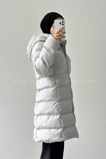 Gray Choker Neck Long Arm Polyester Vest