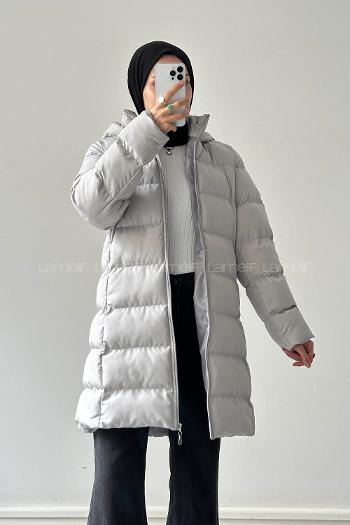 Gray Choker Neck Long Arm Polyester Vest