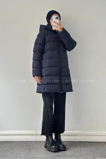 Lamelif Fermuarlı Şişme Mont Lacivert