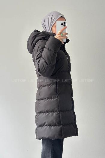 Lamelif Fermuarlı Şişme Mont Siyah