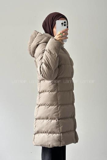 Lamelif Fermuarlı Şişme Mont Vİzonrengi