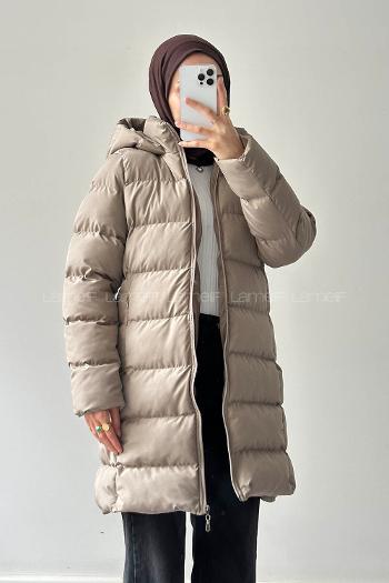 Lamelif Fermuarlı Şişme Mont Vİzonrengi