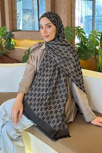 Black Jasmine Cotton Fabric Striped Shawl