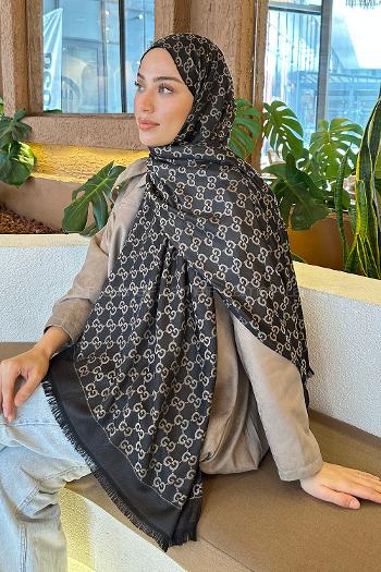 Black Jasmine Cotton Fabric Striped Shawl
