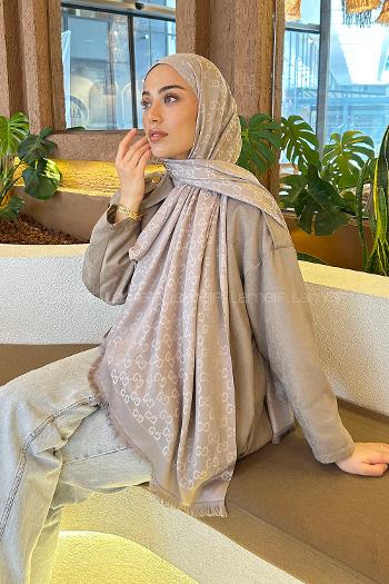 Lamelif G Desen Kaşmir Çift Taraflı Şal Toprak