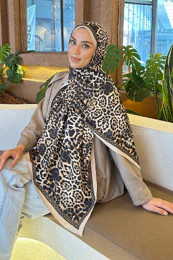 Beige Cotton Fabric Flowering Shawl