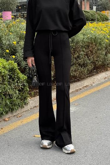 Lamelif Modal Çımalı Pantolon Siyah