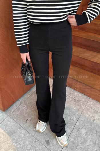 Black Flared Trousers Normal Waist Regular Cut Bottom Tracksuit