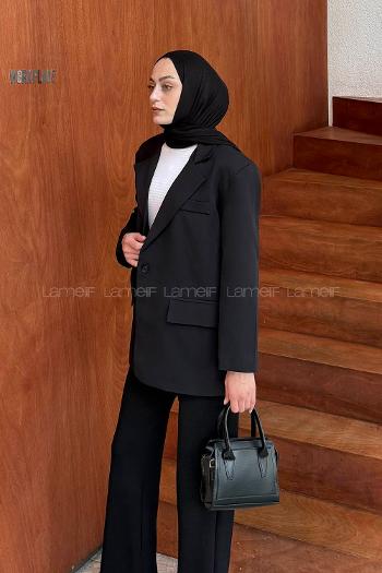 Black V Neck Long Arm Poplin Fabric Jacket
