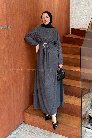 Anthracite Neckband Cotton Dresess