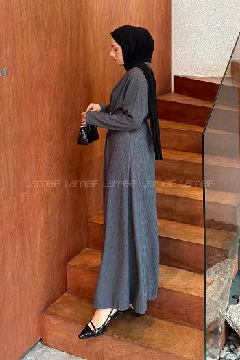 Anthracite Neckband Cotton Dresess